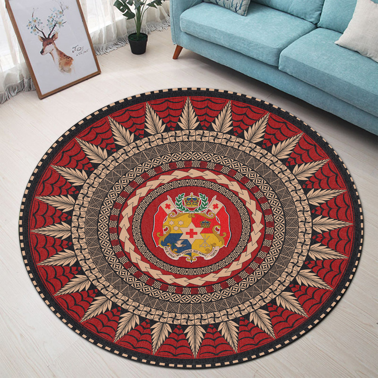 Tonga Round Rugs Ngatu Pattern Unique