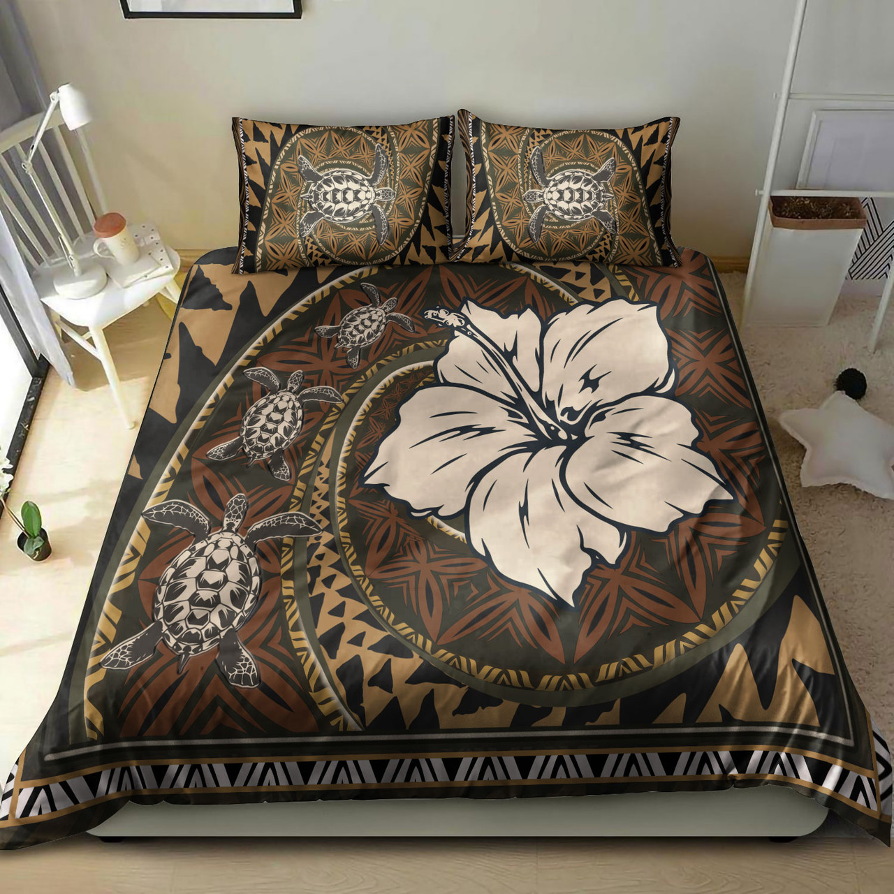 Polynesian Turtle Retro Style Bedding Set