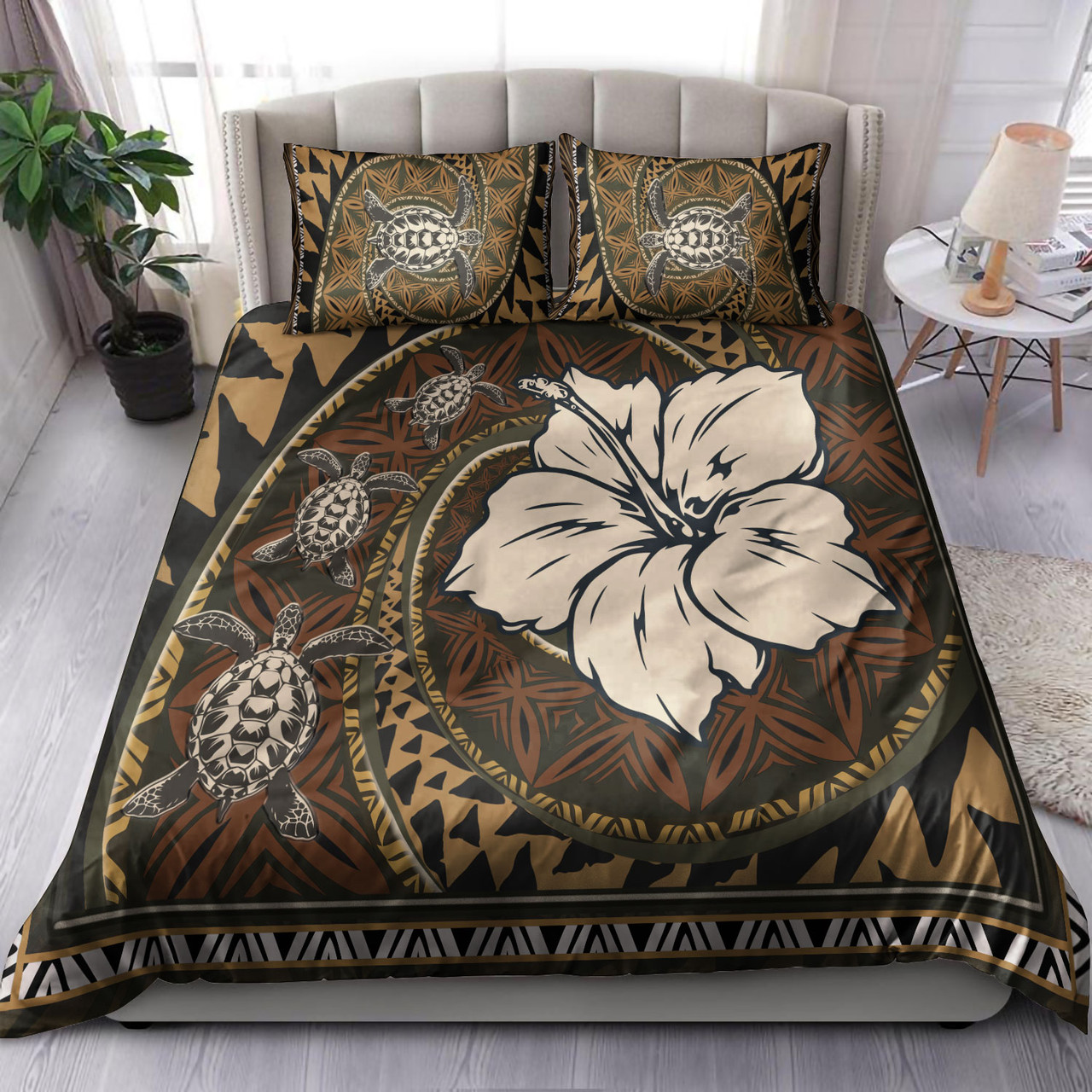 Polynesian Turtle Retro Style Bedding Set