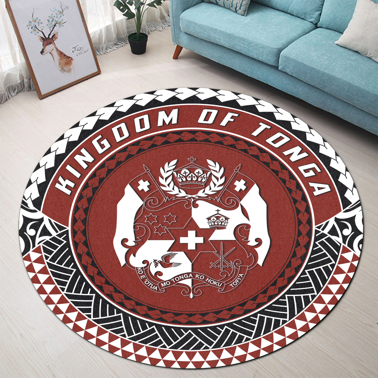 Tonga Round Rugs Coat Of Arms Style