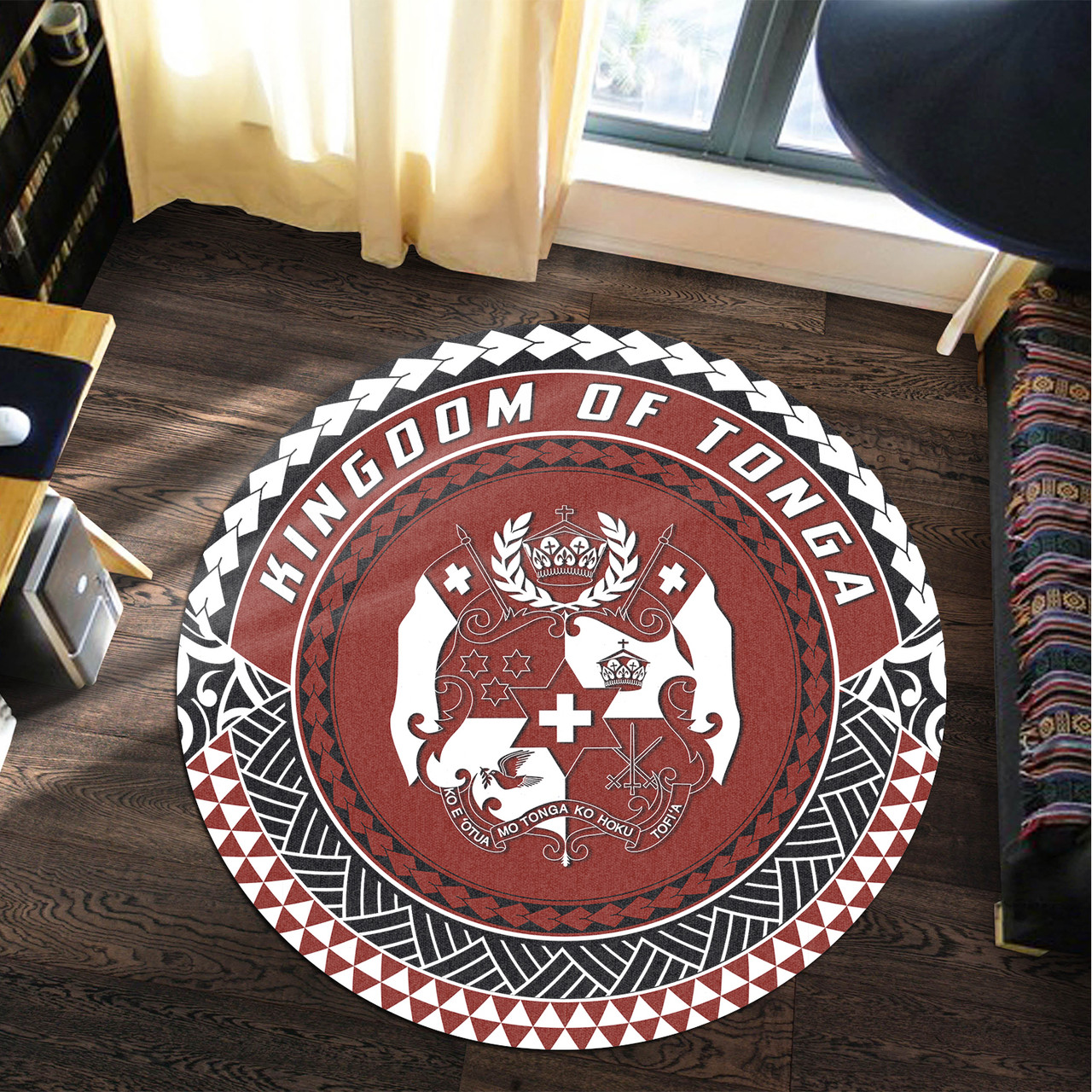 Tonga Round Rugs Coat Of Arms Style