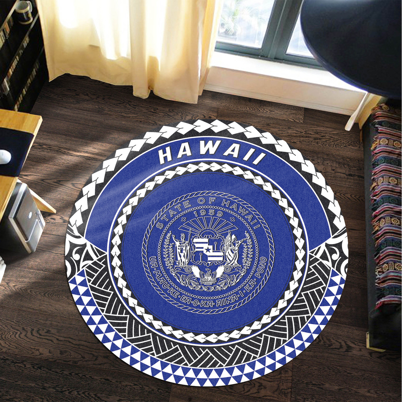 Hawaii Round Rugs Coat Of Arms Style