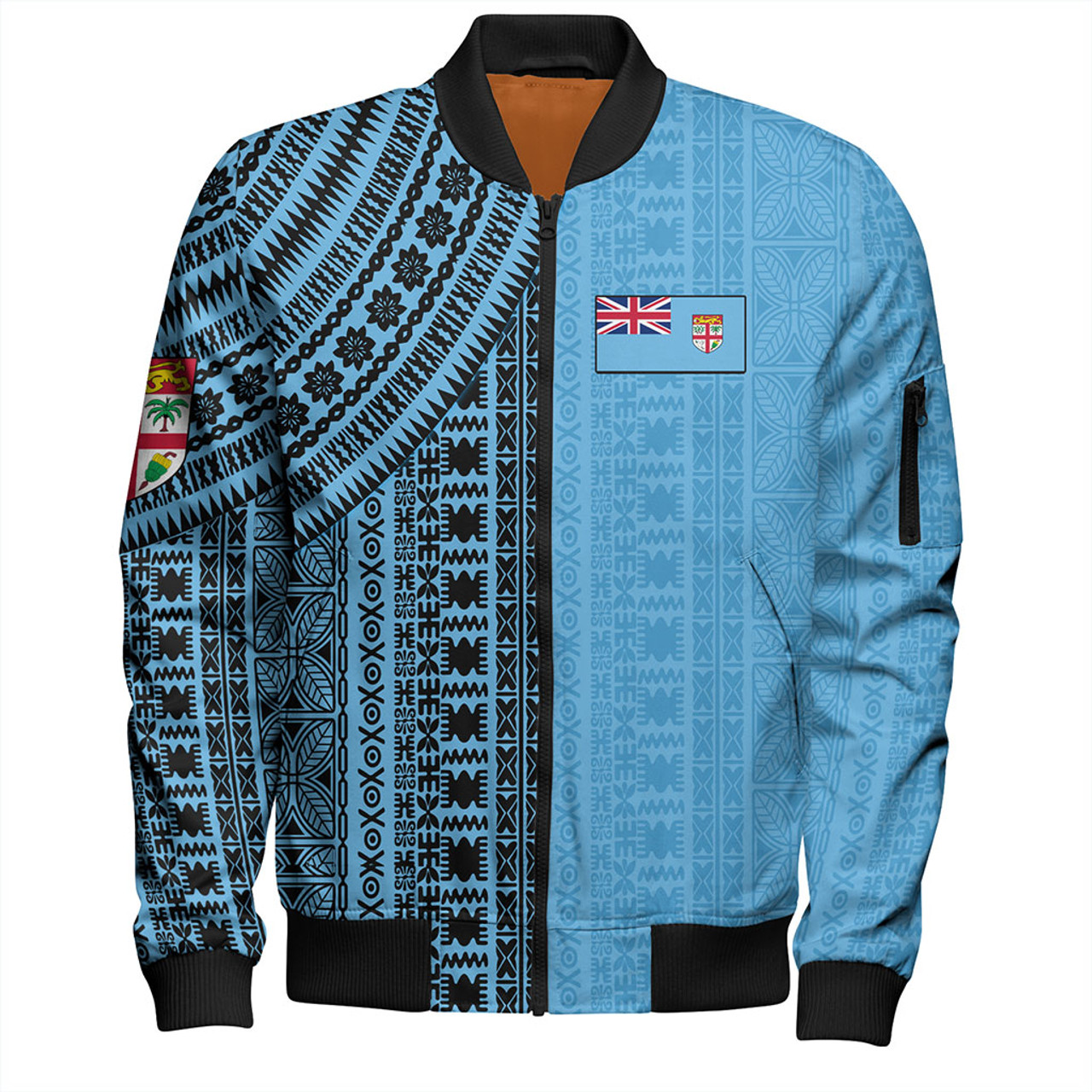 Fiji Bomber Jacket Bula Pattern Half Concept