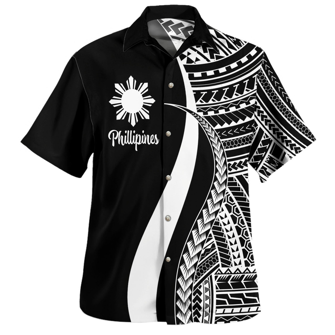 Philippines Combo Dress And Shirt - Polynesian Tentacle Tribal Pattern White