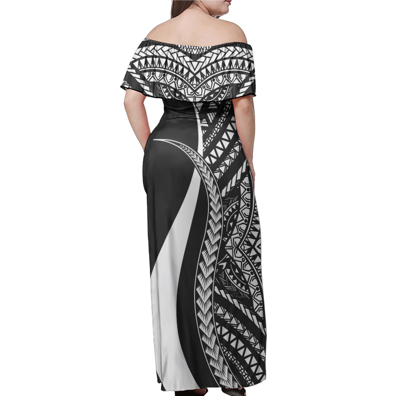 Kosrae Combo Dress And Shirt - Micronesian Tentacle Tribal Pattern White