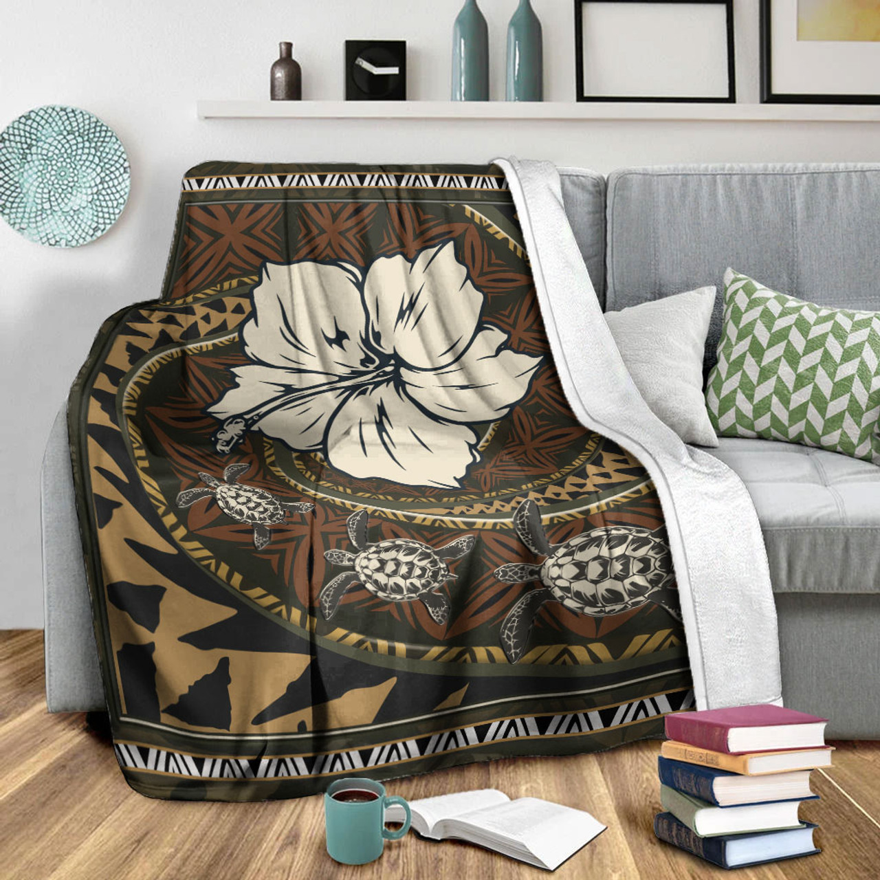 Polynesian Turtle Retro Style Premium Blanket