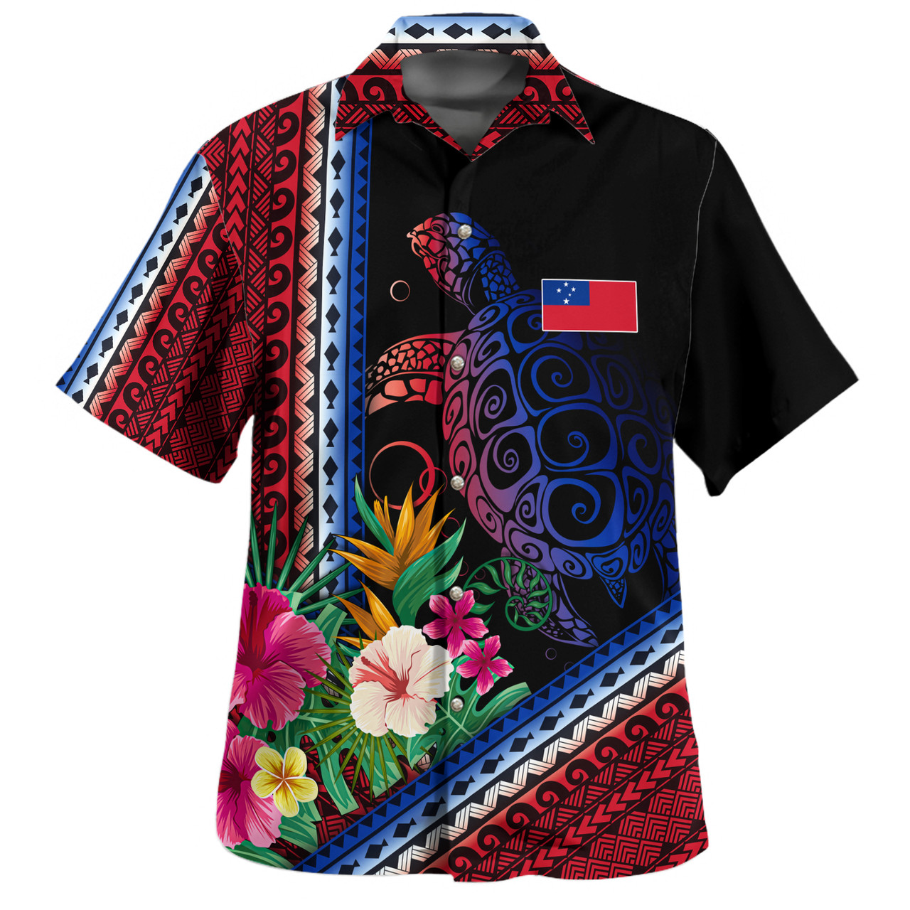 Samoa Hawaiian Shirt Polynesia Pattern With Tropical Flower