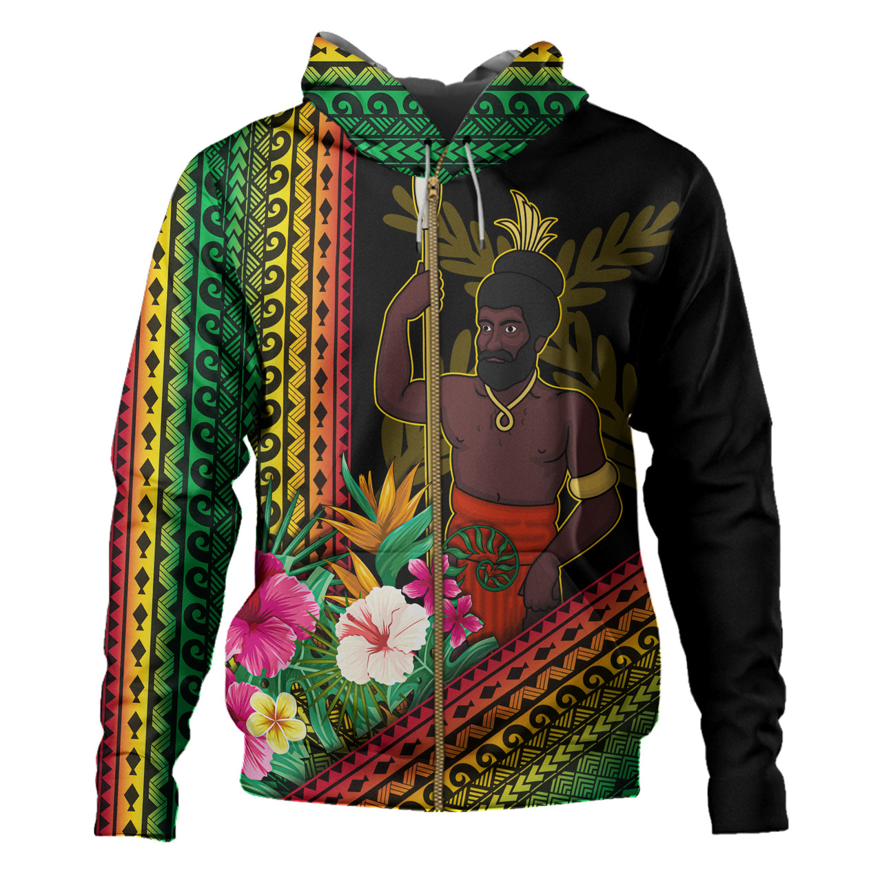 Vanuatu Hoodie Polynesia Pattern With Tropical Flower