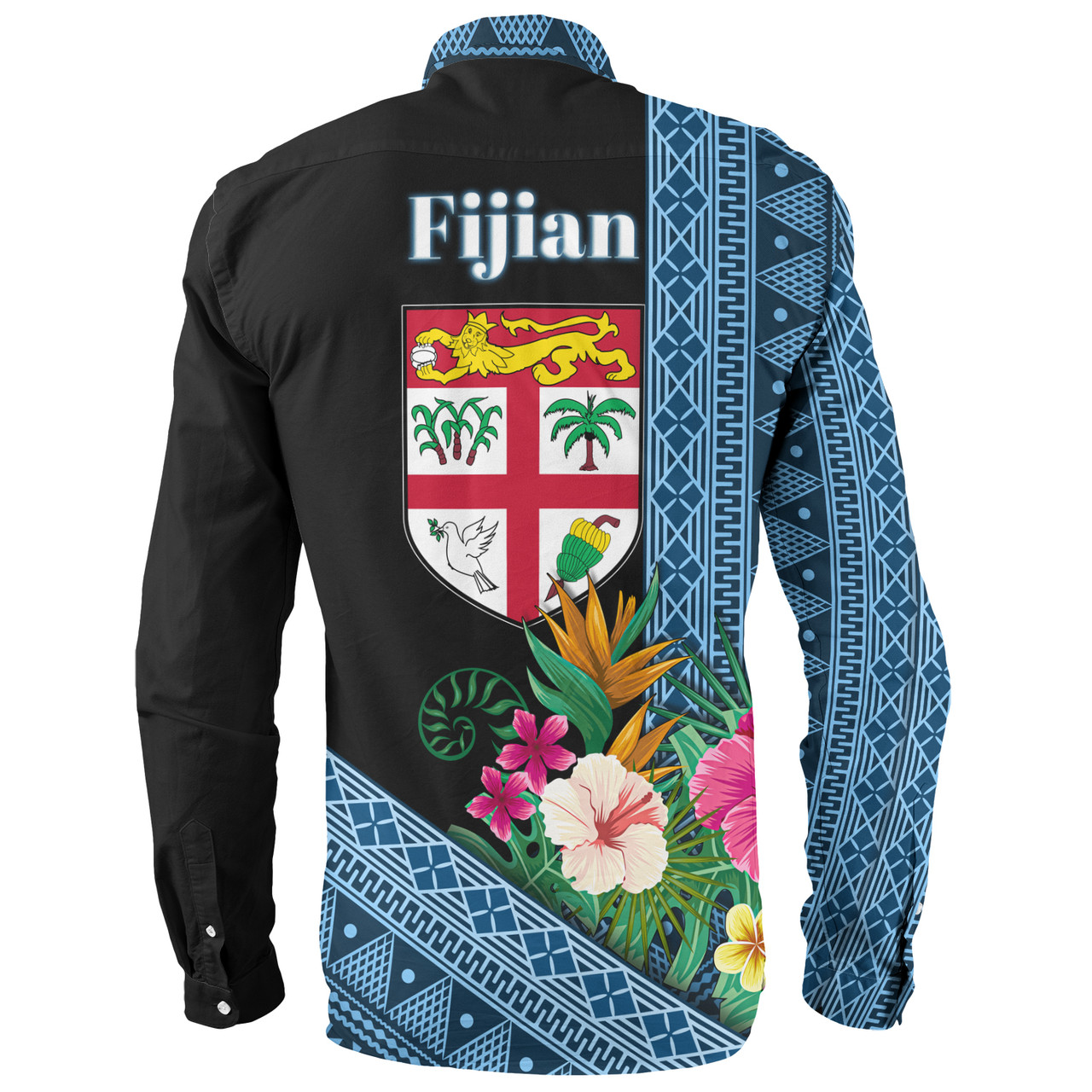 Fiji Long Sleeve Shirt Polynesia Pattern With Tropical Flower