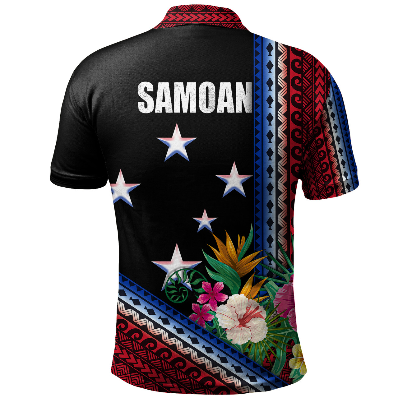 Samoa Polo Shirt Polynesia Pattern With Tropical Flower