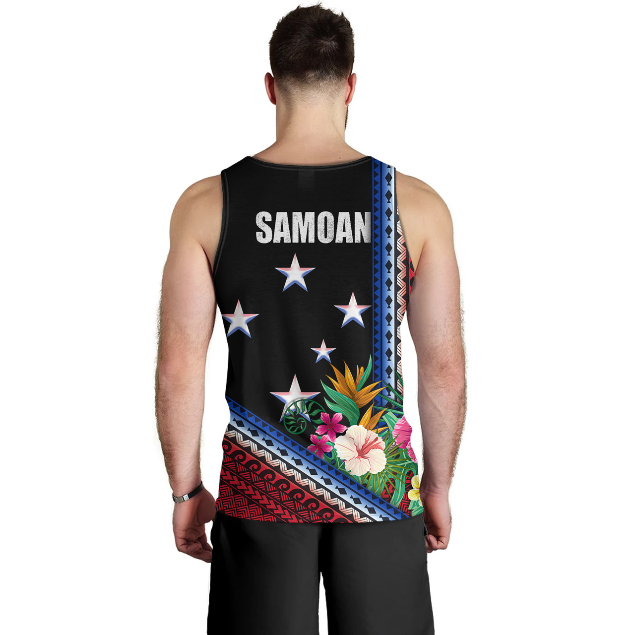 Samoa Tank Top Polynesia Pattern With Tropical Flower