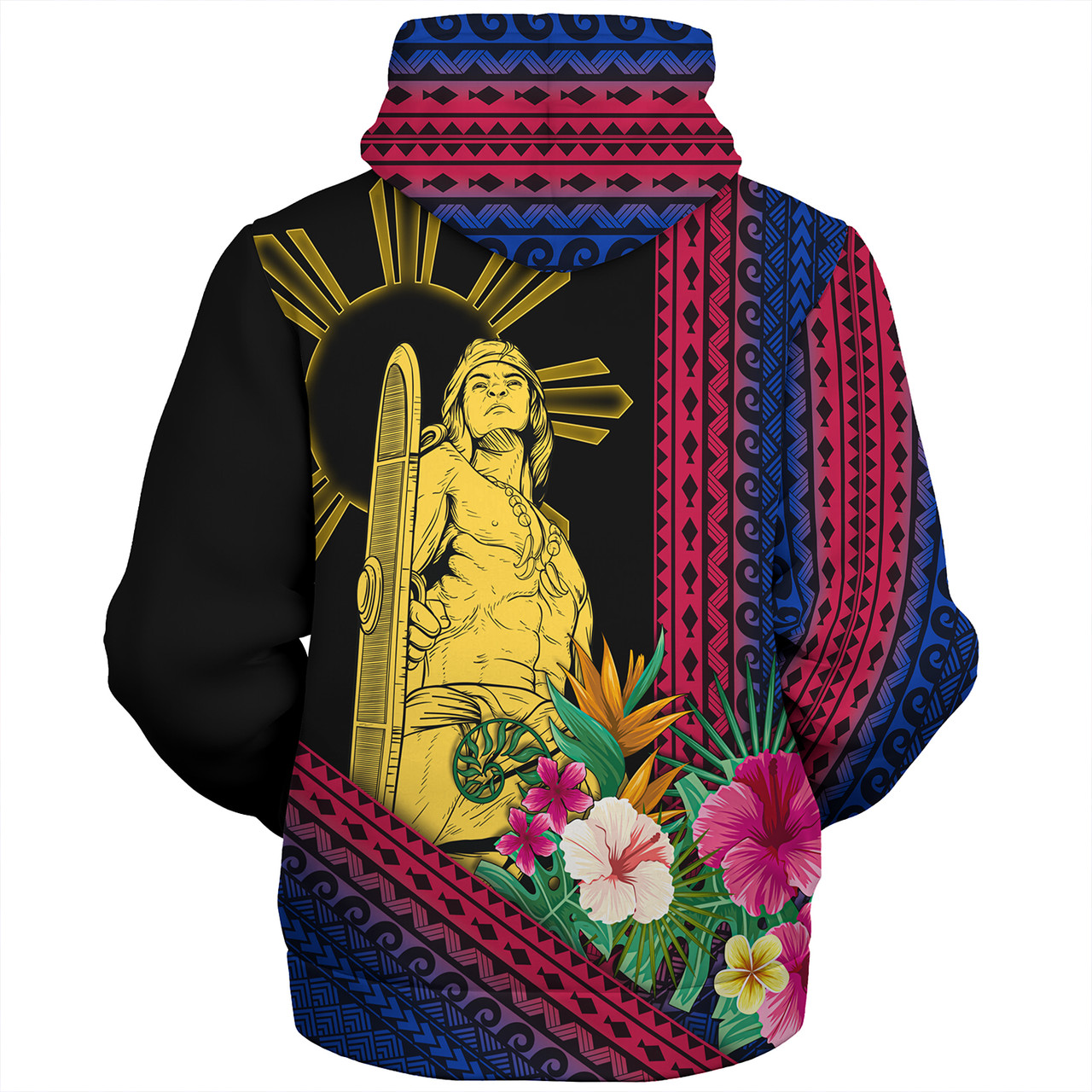 Philippines Filipinos Sherpa Hoodie Polynesia Pattern With Tropical Flower