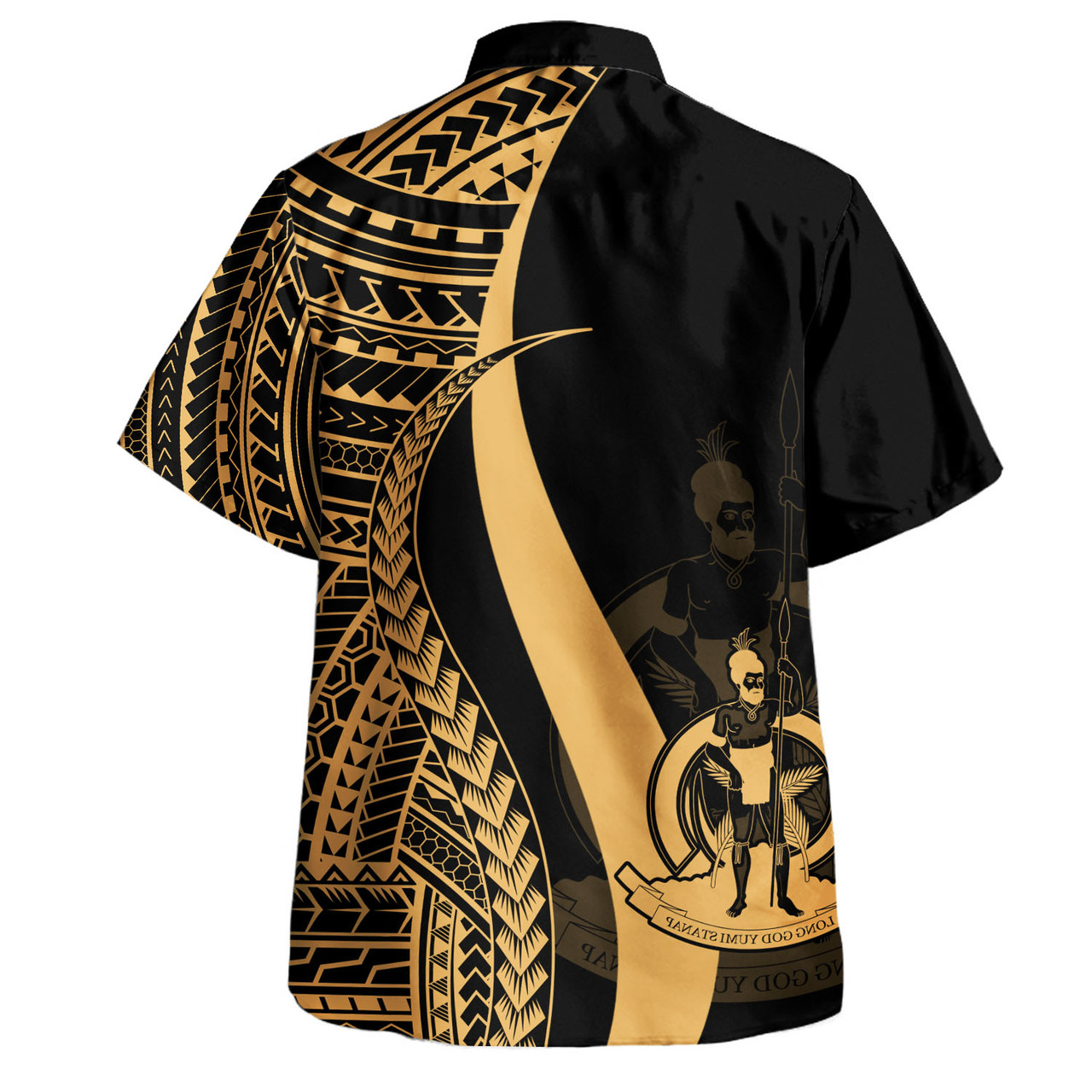 Vanuatu Combo Dress And Shirt - Polynesian Tentacle Tribal Pattern Gold