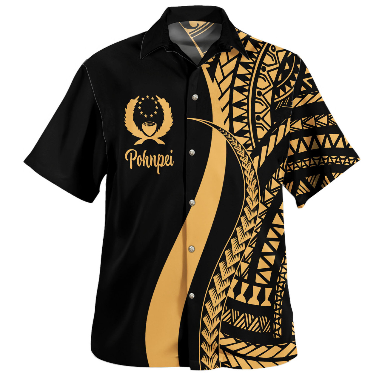 Pohnpei Combo Dress And Shirt - Micronesian Tentacle Tribal Pattern Gold