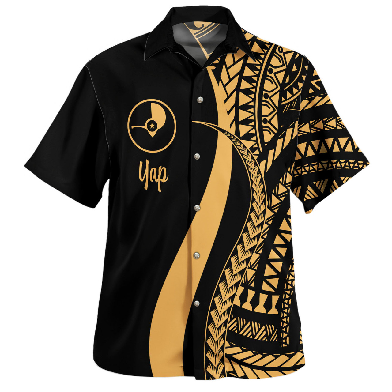 Yap Combo Dress And Shirt - Micronesian Tentacle Tribal Pattern Gold