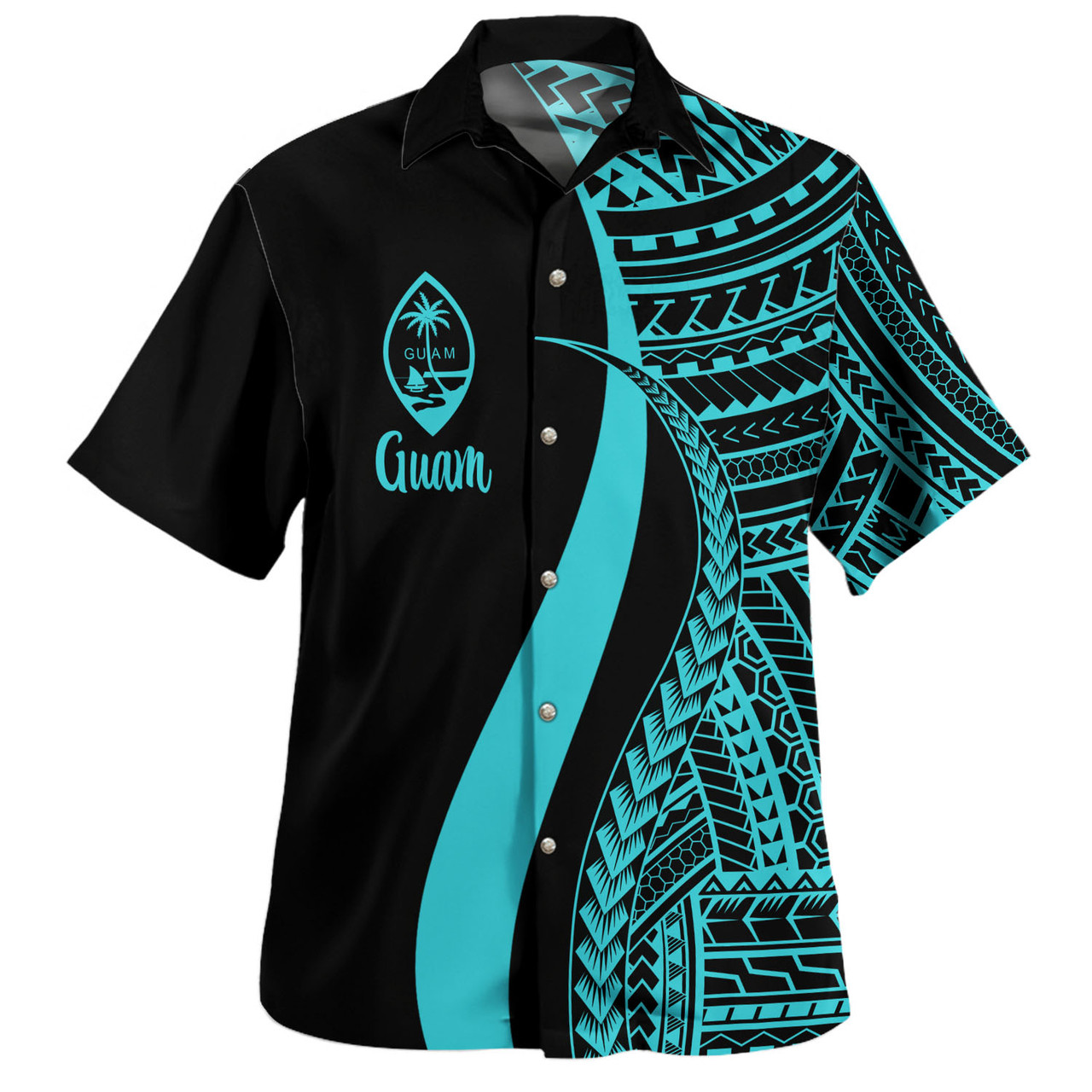 Guam Combo Dress And Shirt - Polynesian Tentacle Tribal Pattern Turquoise