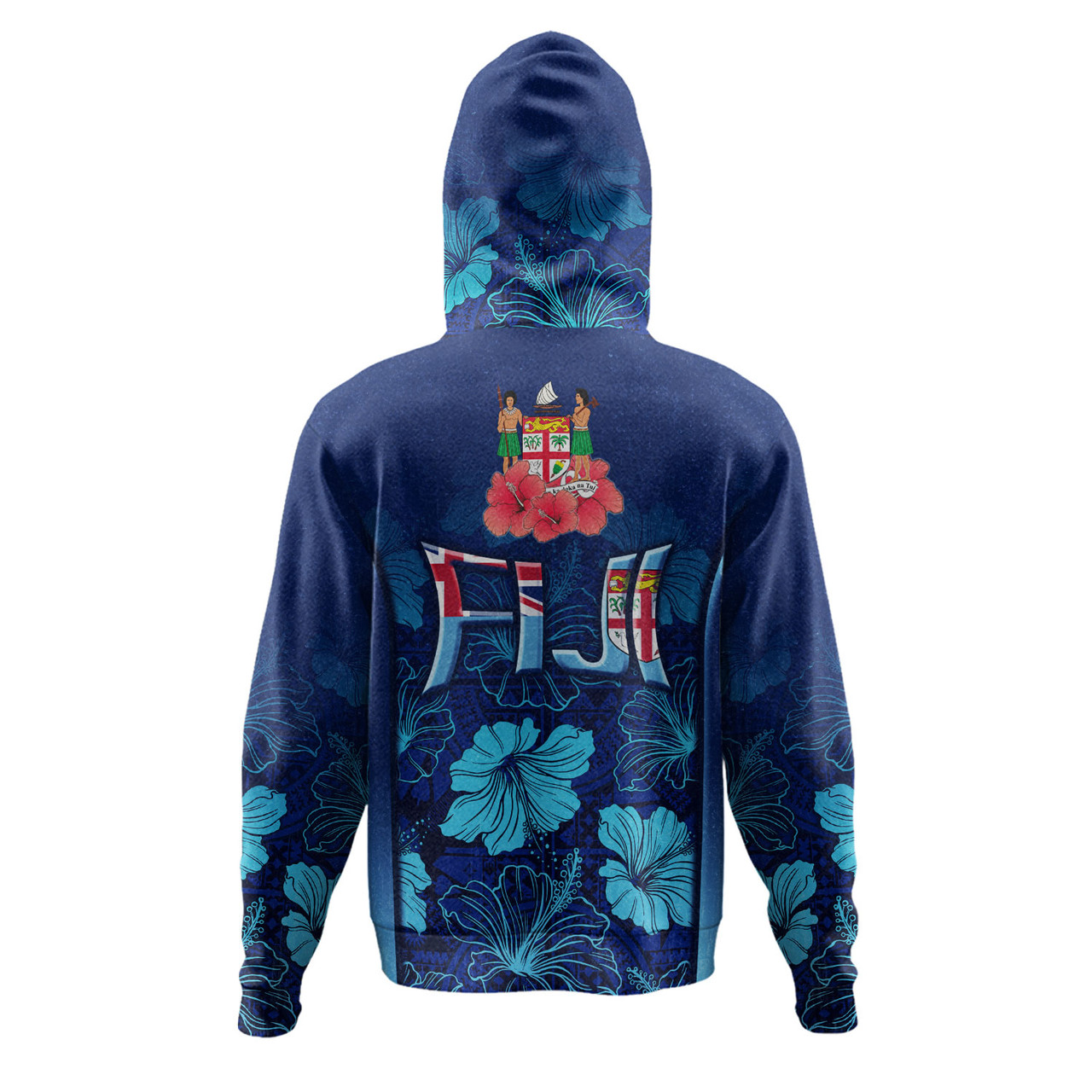 Fiji Hoodie Fijian Traditional Patterns Hibiscus Flowers