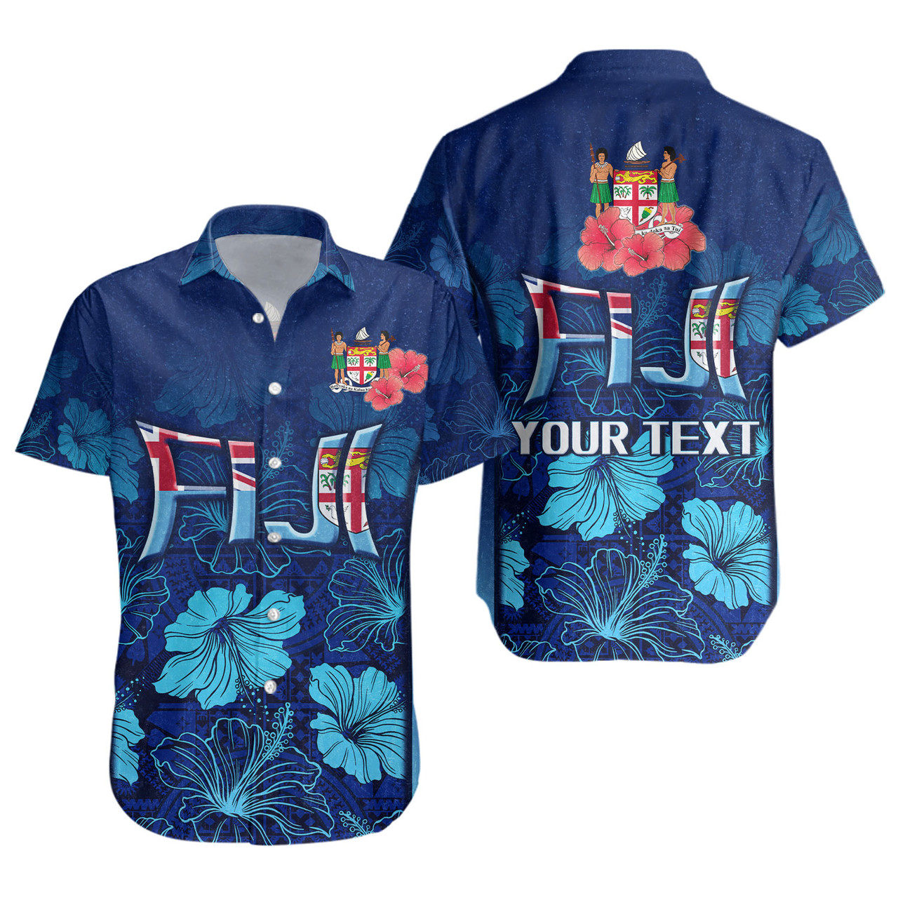 Fiji Short Sleeve Shirt Fijian Traditional Patterns Hibiscus Flowers