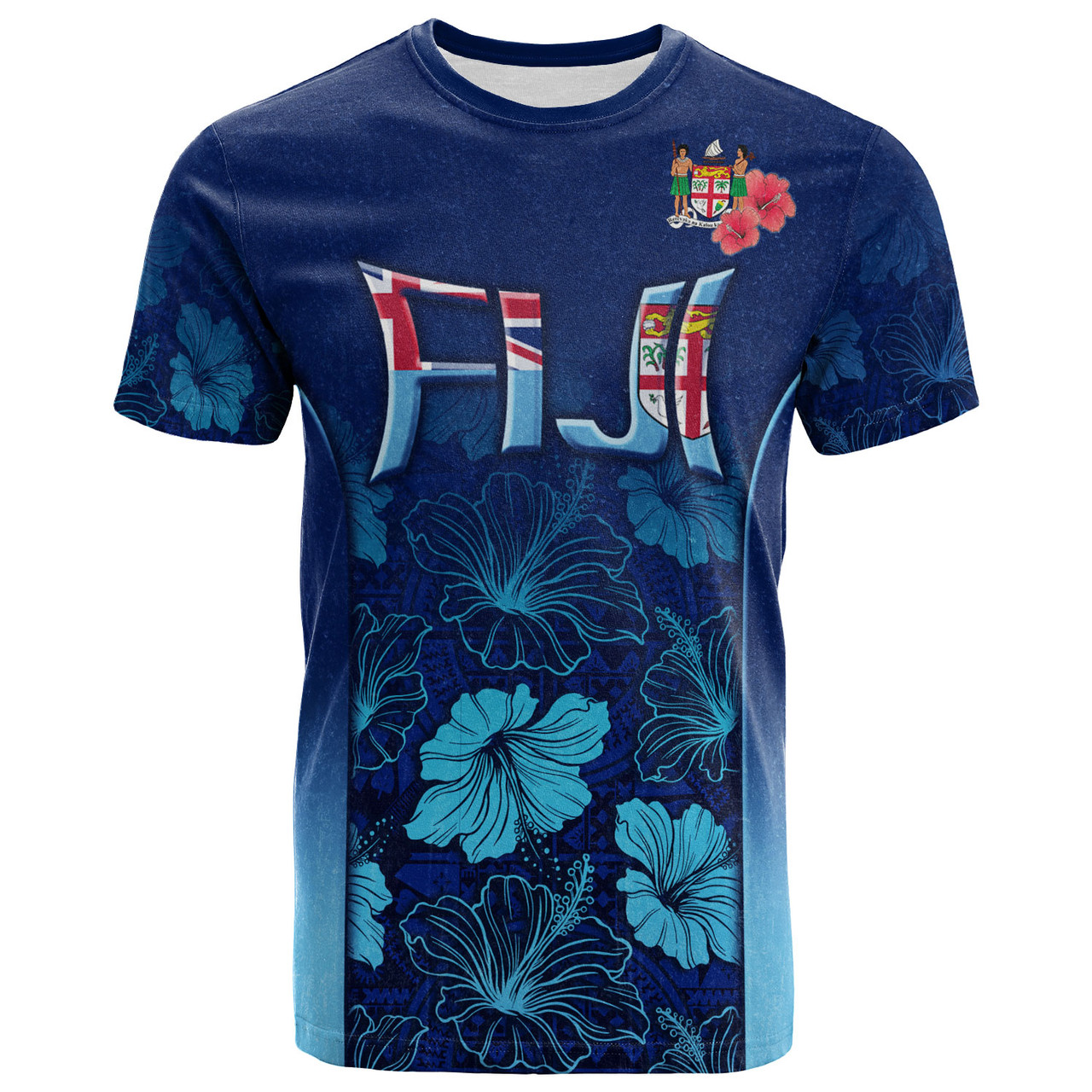 Fiji T-Shirt Fijian Traditional Patterns Hibiscus Flowers