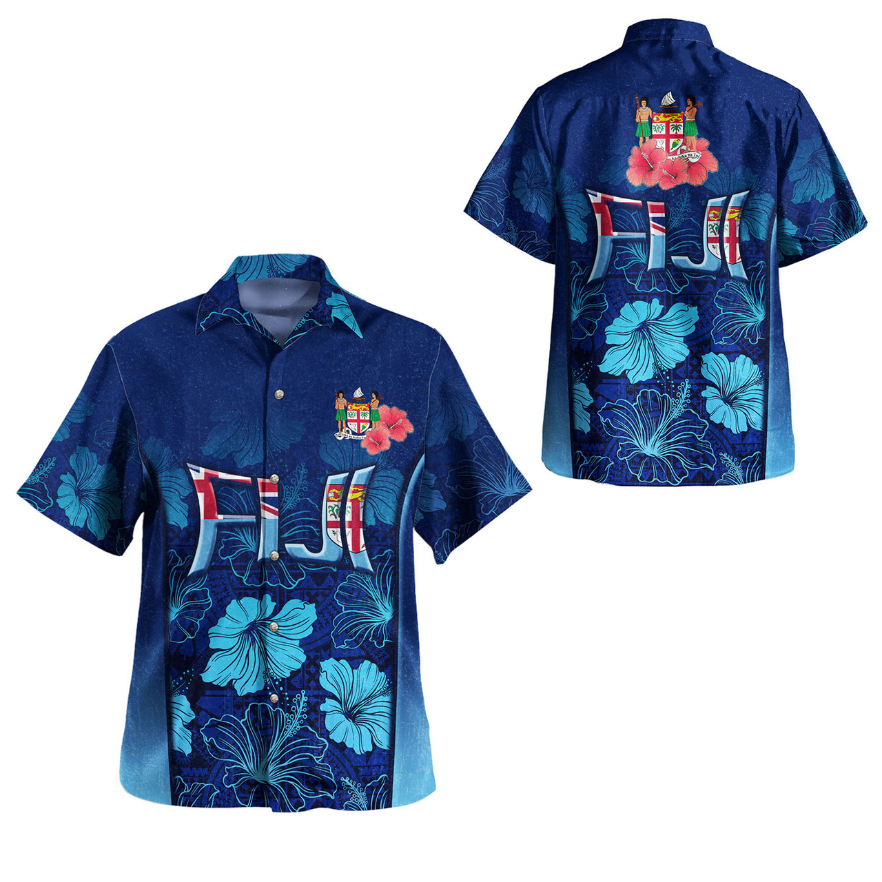Fiji Combo Dress And Shirt Fijian Traditional Patterns Hibiscus Flowers