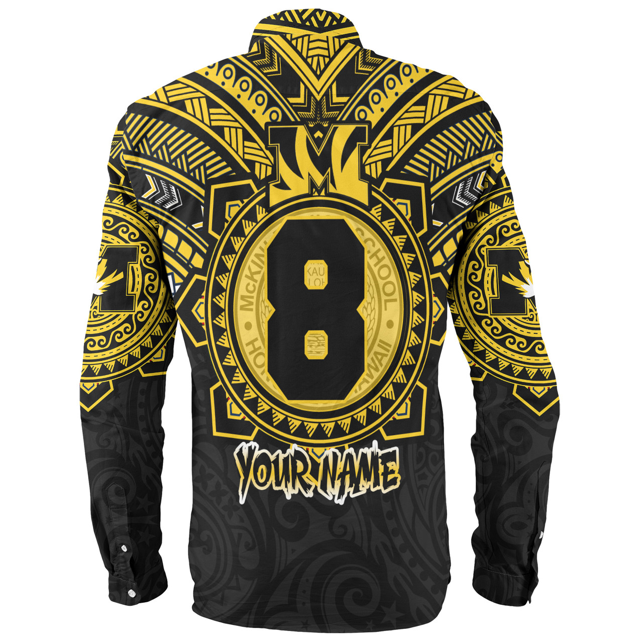 Hawaii Long Sleeve Shirt Custom President William McKinley High School Black & Gold Super Tigers Tribal Style