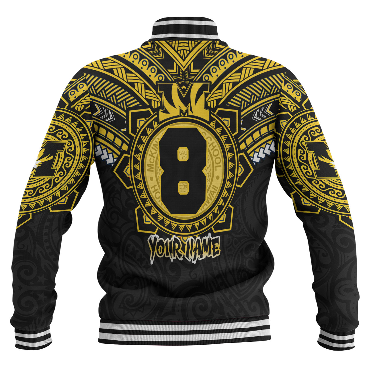 Hawaii Baseball Jacket Custom President William McKinley High School Black & Gold Super Tigers Tribal Style