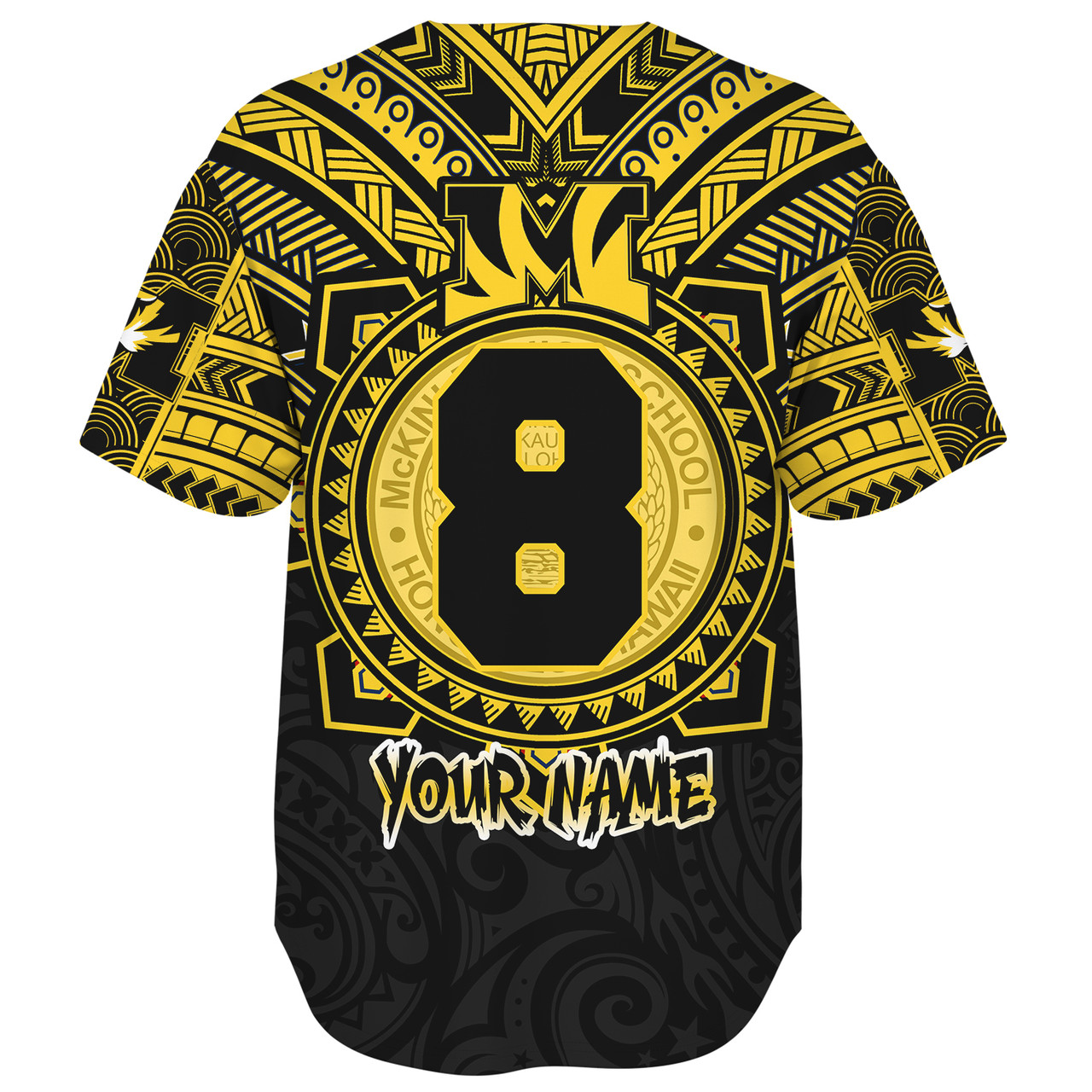 Hawaii Baseball Shirt Custom President William McKinley High School Black & Gold Super Tigers Tribal Style