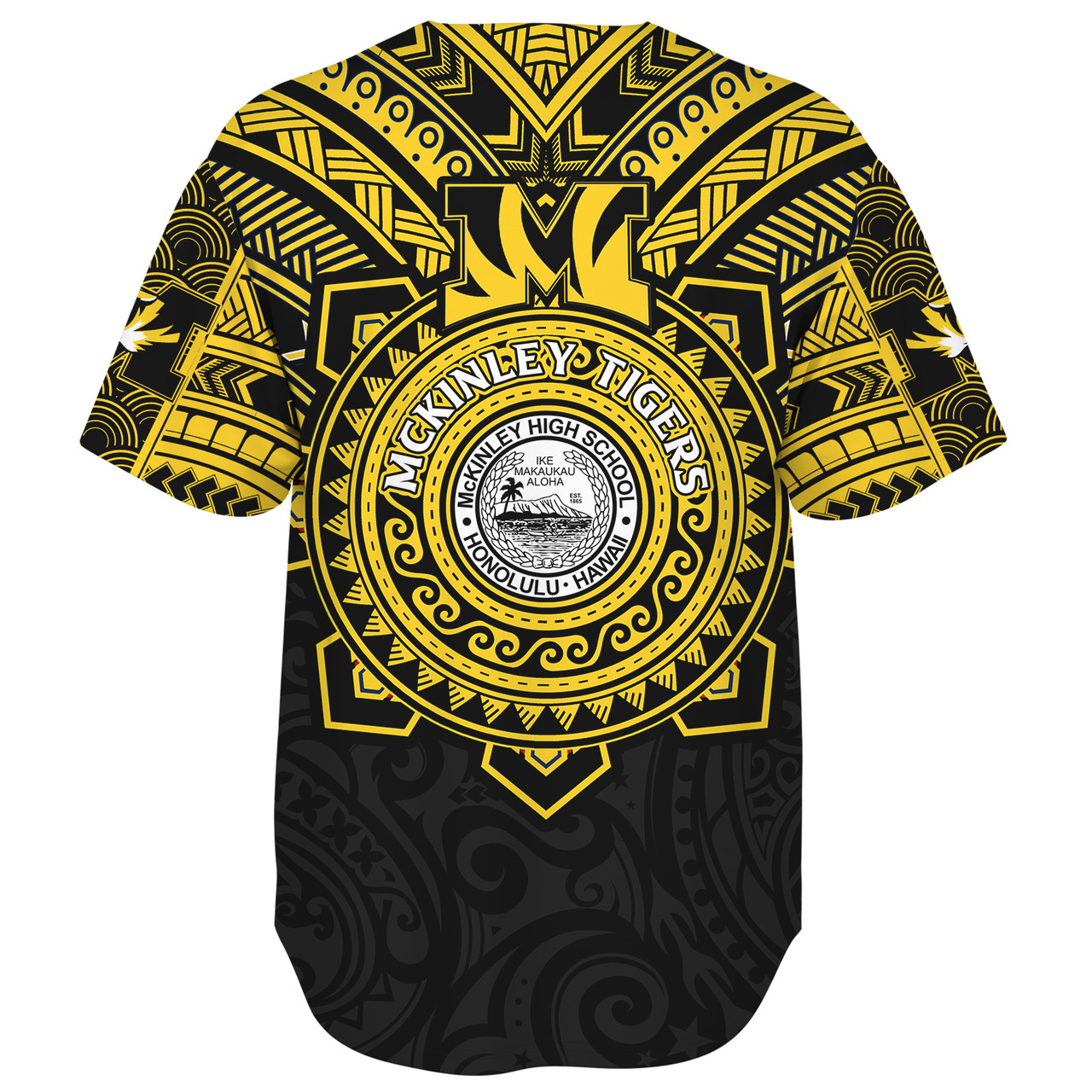 Hawaii Baseball Shirt Custom President William McKinley High School Black & Gold Super Tigers Tribal Style