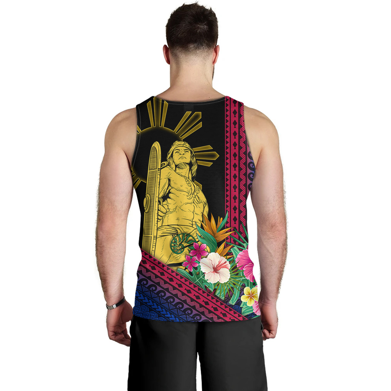 Philippines Filipinos Tank Top Lapu Lapu Polynesia Pattern With Tropical Flower