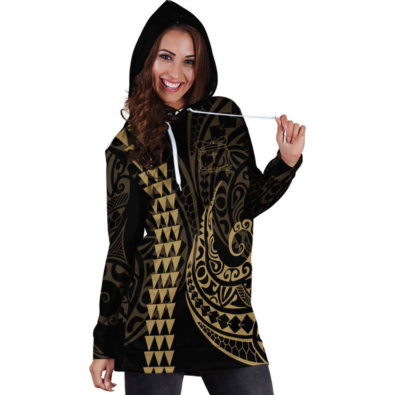 Tokelau Hoodie Dress Kakau Style Gold