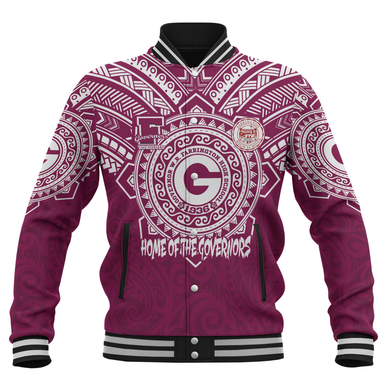 Hawaii Baseball Jacket Custom Farrington High School Home Of The Governors Tribal Style