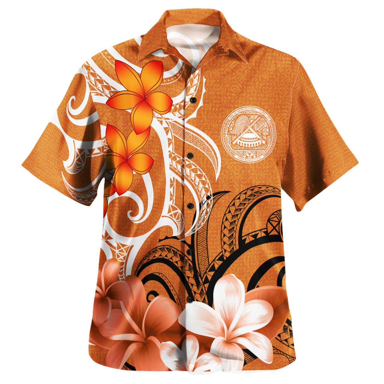 American Samoa Polynesian Pattern Combo Dress And Shirt - Floral Spirit Orange