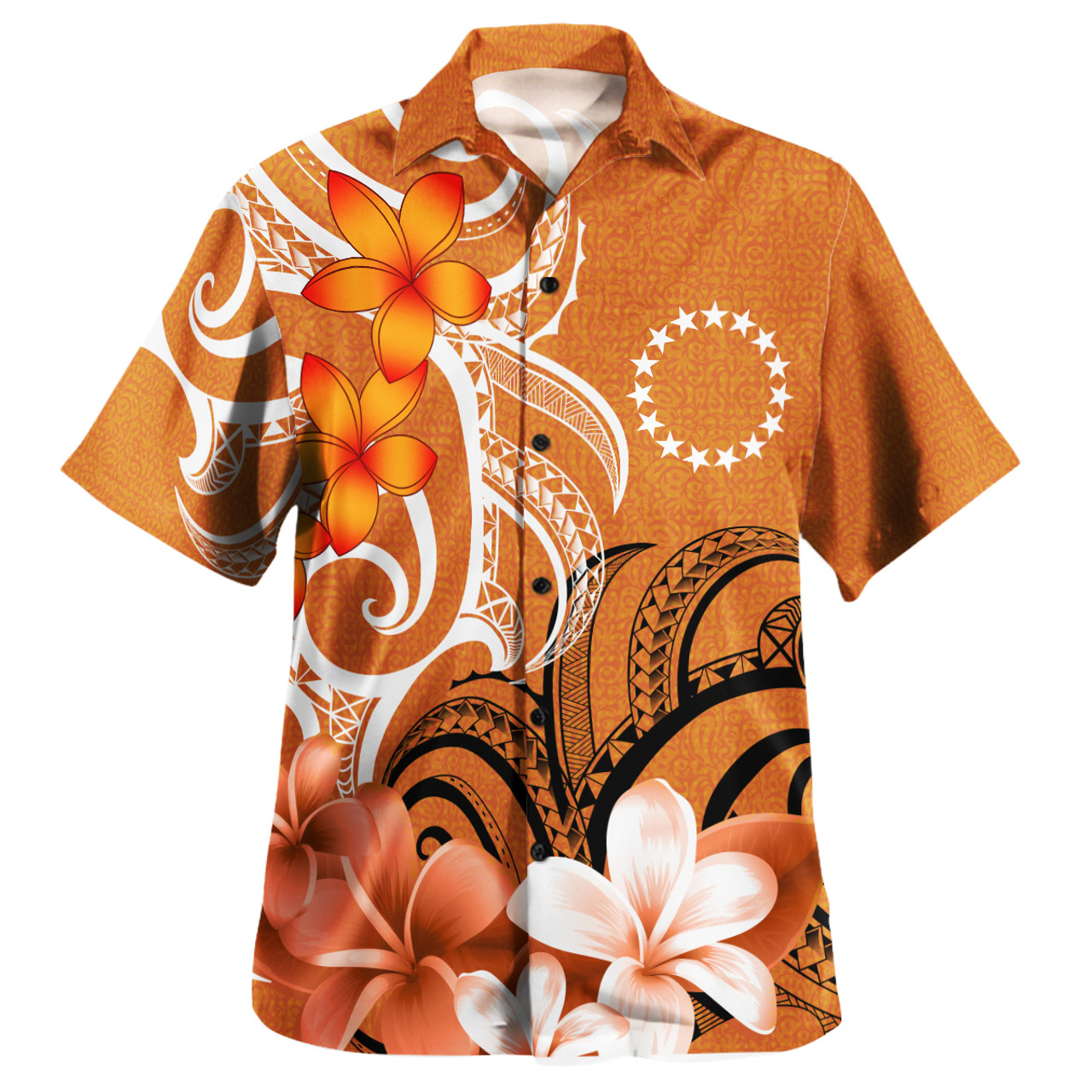 Cook Islands Polynesian Pattern Combo Dress And Shirt - Floral Spirit Orange