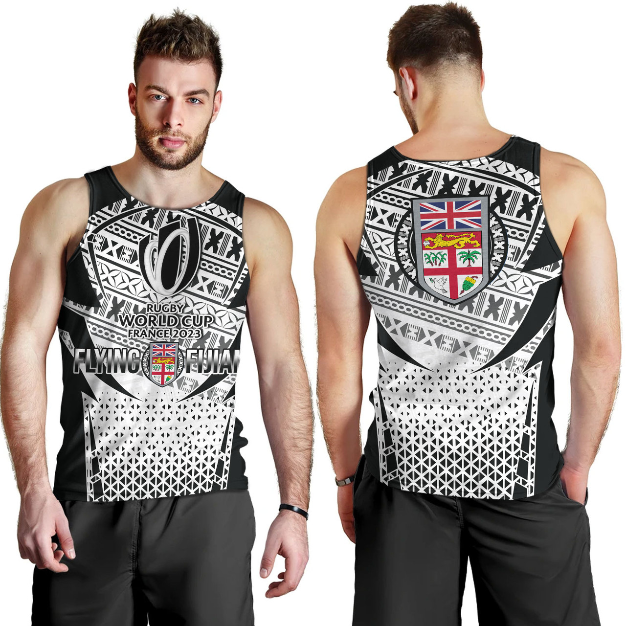 Fiji Tank Top Flying Fijians Rugby Cup (Black-White Ver)