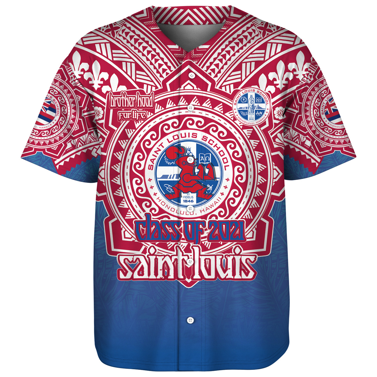 Hawaii Baseball Shirt Custom Saint Louis School Memor et Fidelis Brother Hood For Life Tribal Style