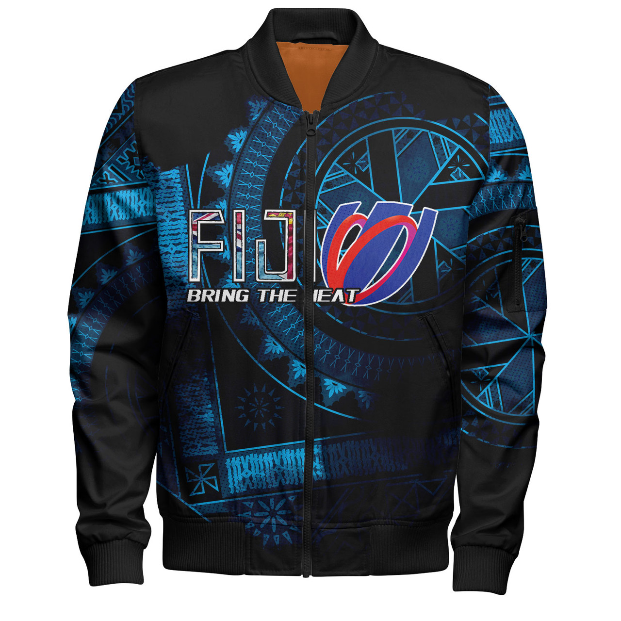 Fiji Custom Personalised Bomber Jacket Bring The Heat Rugby Cup