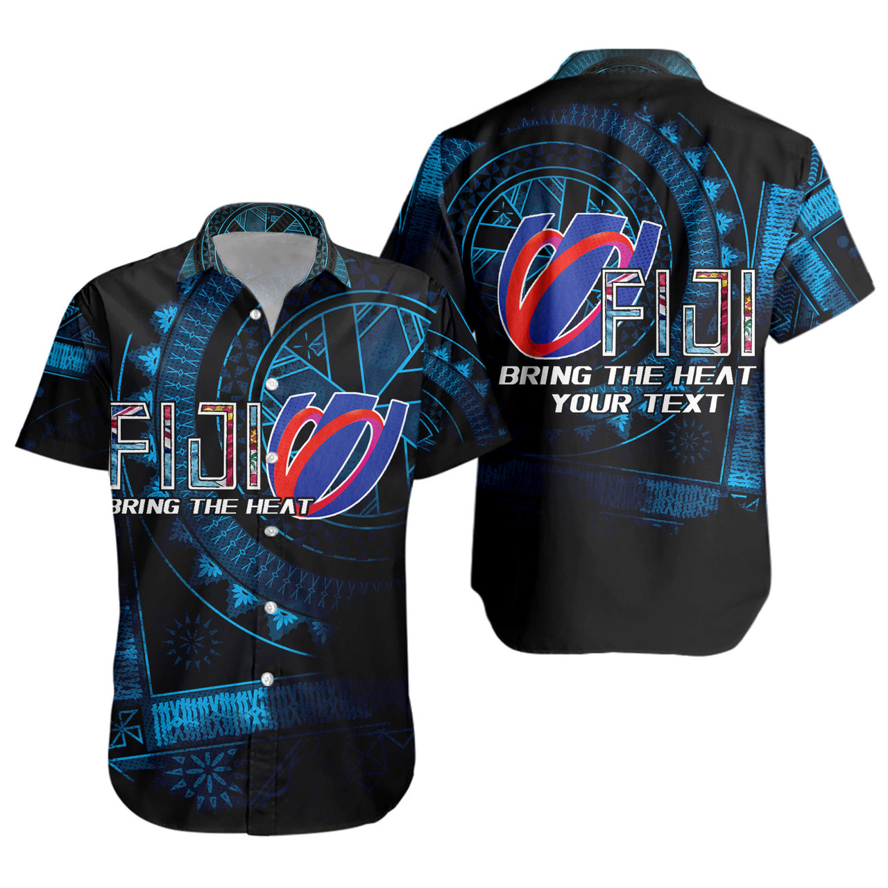 Fiji Custom Personalised Short Sleeve Shirt Bring The Heat Rugby Cup