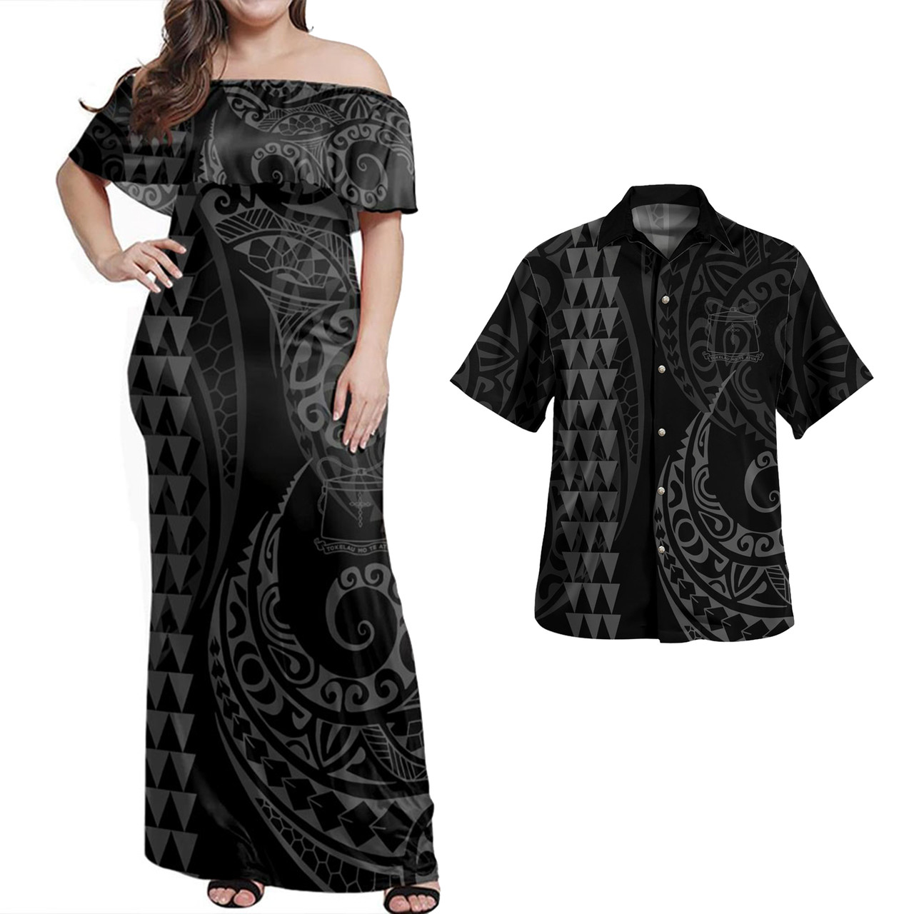 Tokelau Combo Dress And Shirt Kakau Style Grey