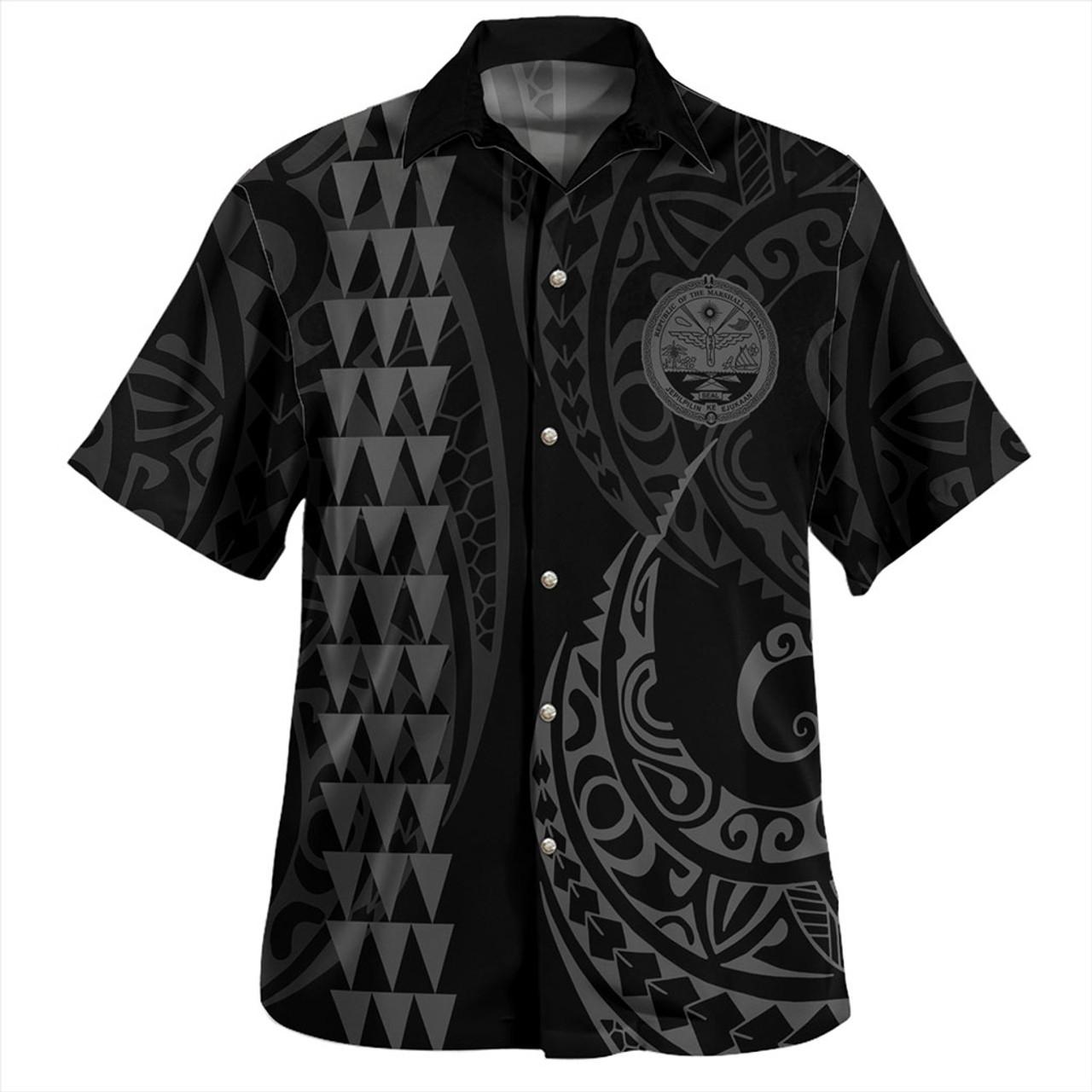 Marshall Islands Combo Dress And Shirt Kakau Style Grey