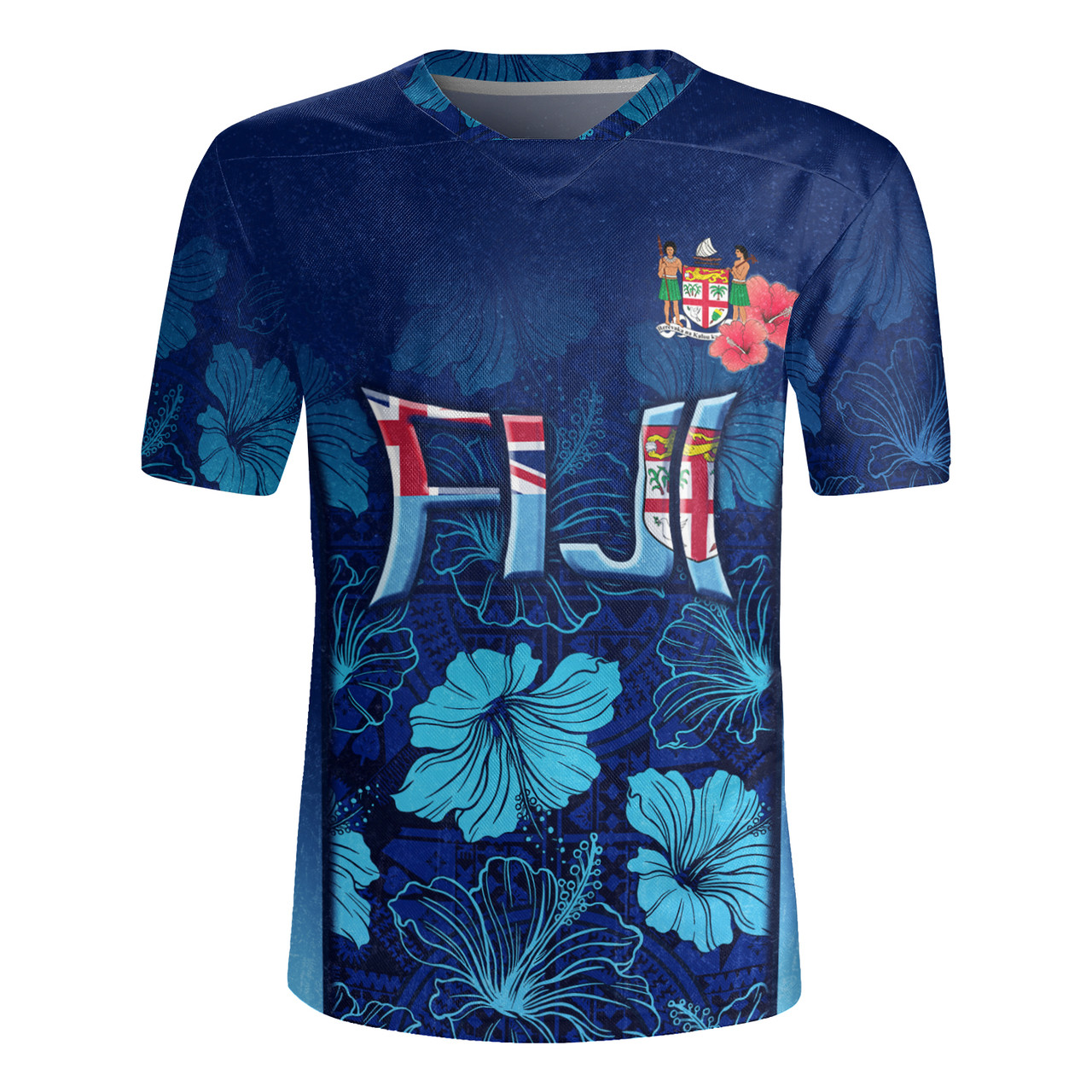 Fiji Fijian Traditional Patterns Hibiscus Flowers Men's All Over Printing Rugby Jersey