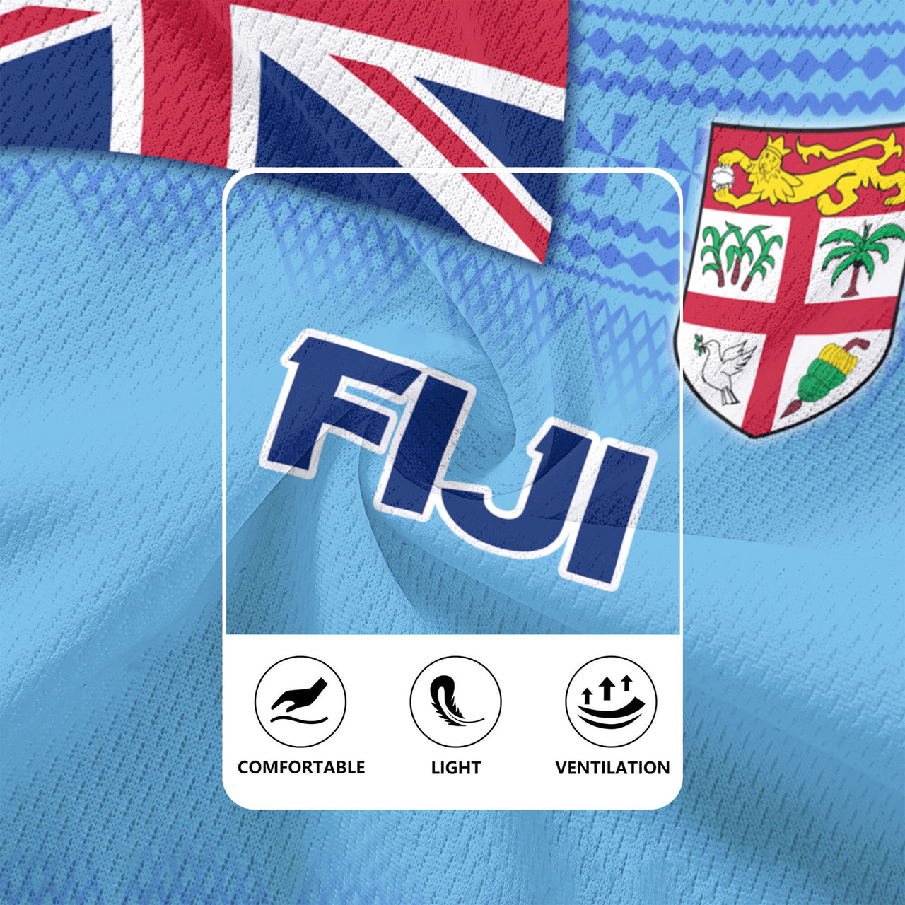 Fiji Flag Color With Traditional Patterns Men's All Over Printing Rugby Jersey