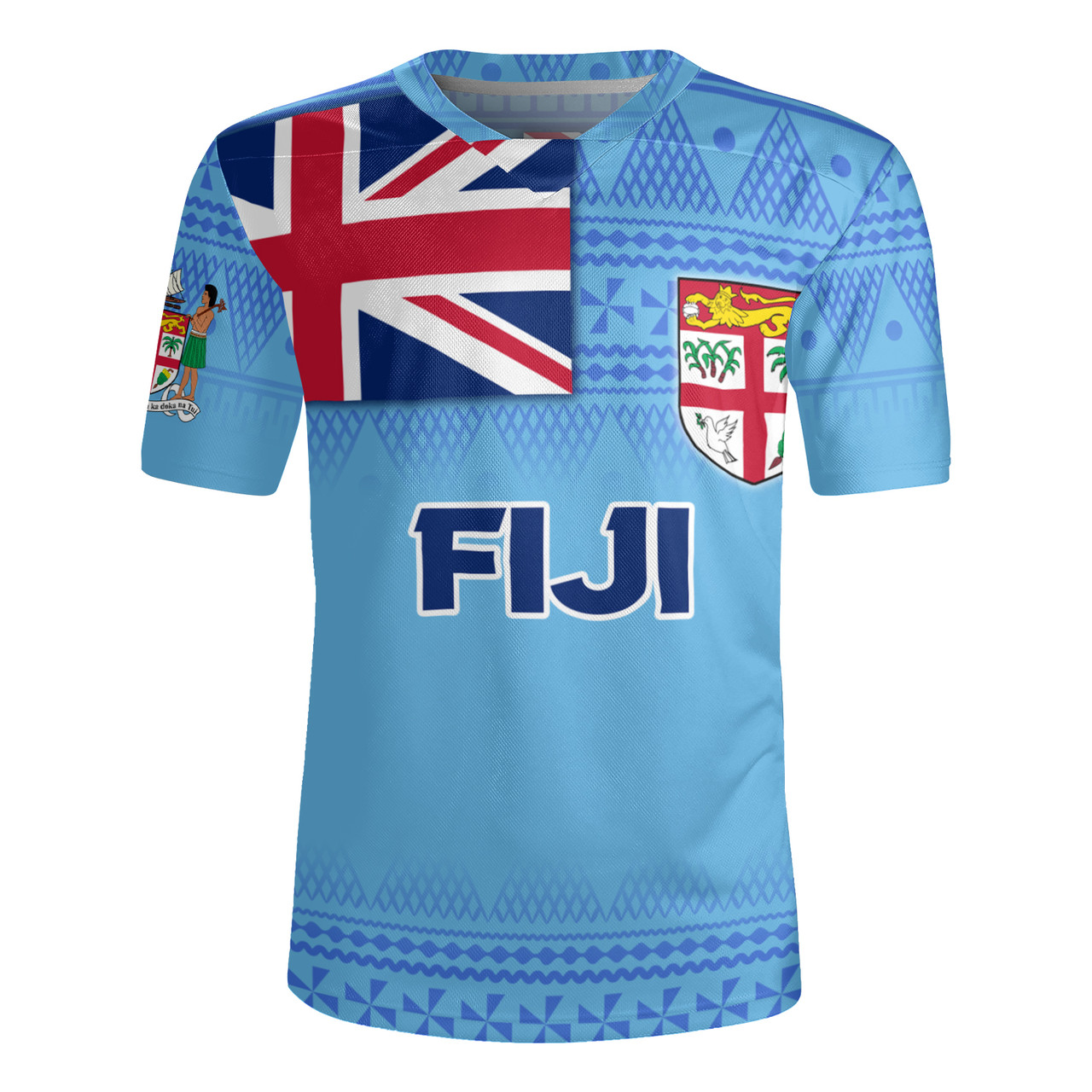 Fiji Flag Color With Traditional Patterns Men's All Over Printing Rugby Jersey