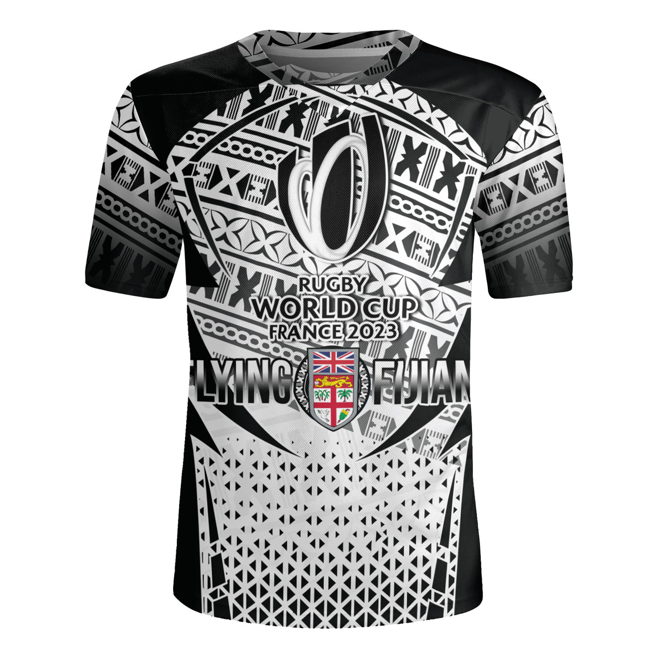 Fiji Flying Fijians Rugby Cup (Black-white Ver) Men's All Over Printing Rugby Jersey