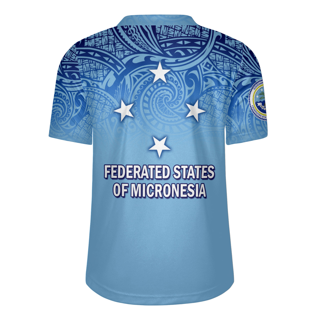 Federated States of Micronesia Flag Color With Traditional Patterns Men's All Over Printing Rugby Jersey