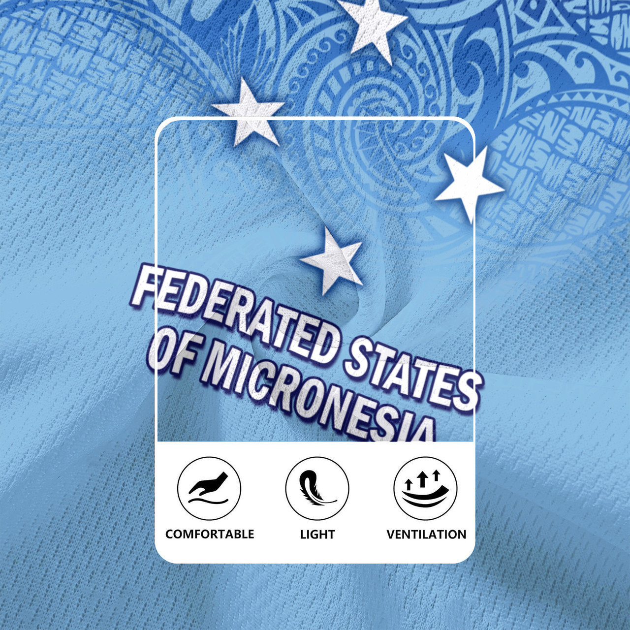 Federated States of Micronesia Flag Color With Traditional Patterns Men's All Over Printing Rugby Jersey