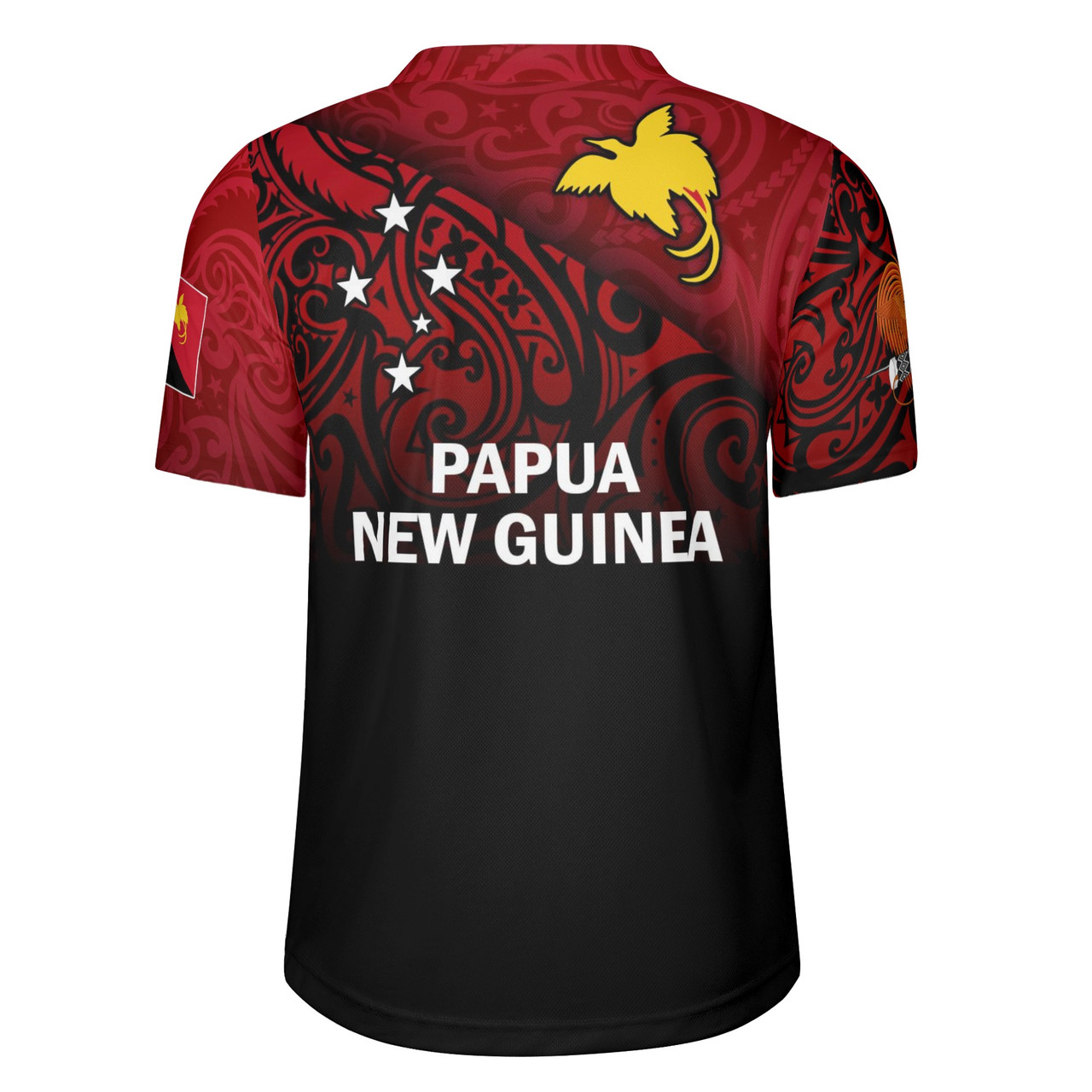 Papua New Guinea Flag Color With Traditional Patterns Men's All Over Printing Rugby Jersey