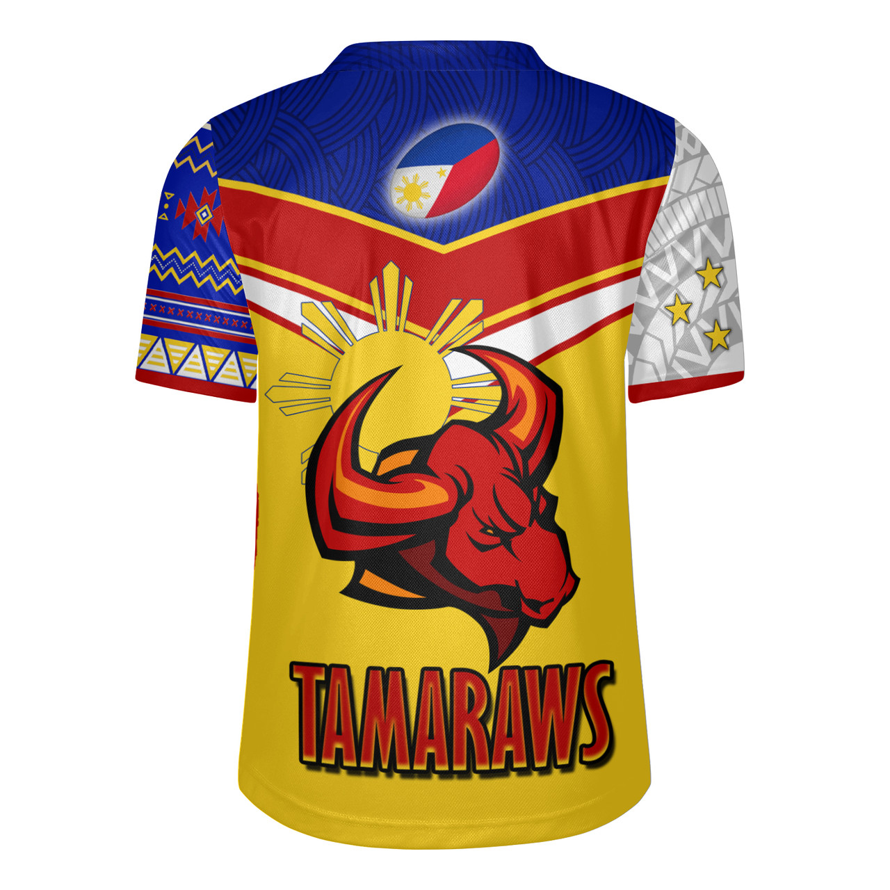 Philippines Filipinos Tamaraws Mascot With Flag Men's All Over Printing Rugby Jersey