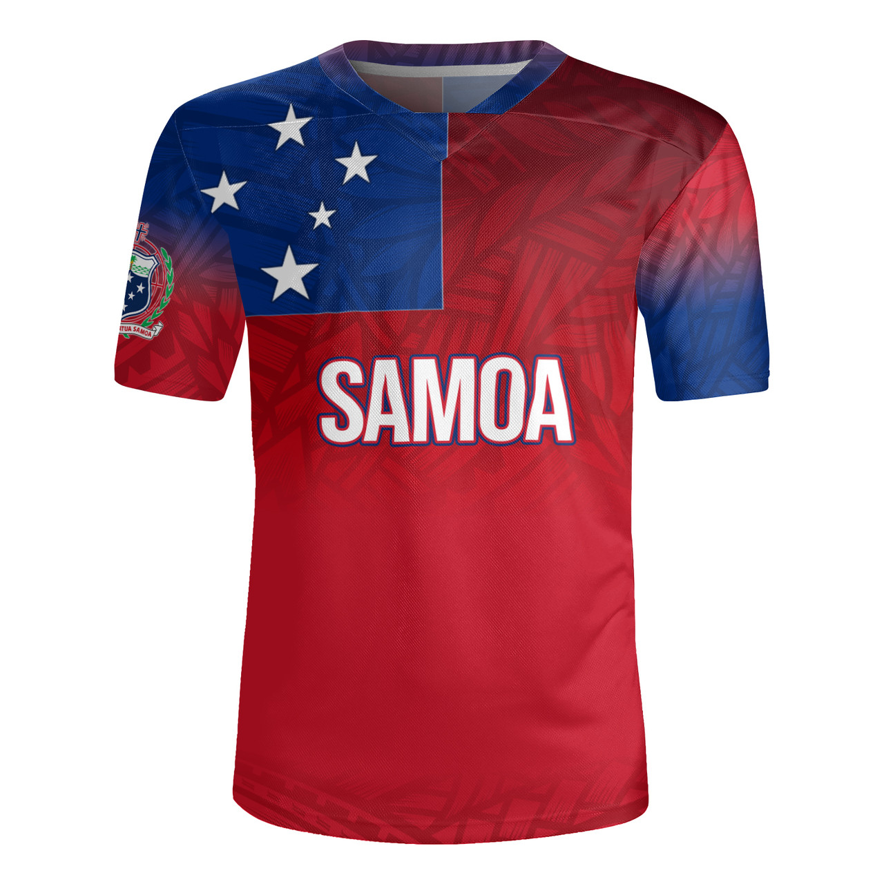 Samoa Flag Color With Traditional Patterns Men's All Over Printing Rugby Jersey
