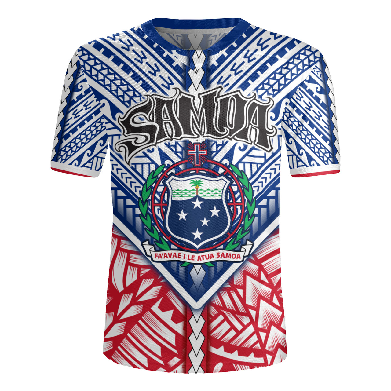 Samoa Map And Seal Samoan Patterns Men's All Over Printing Rugby Jersey