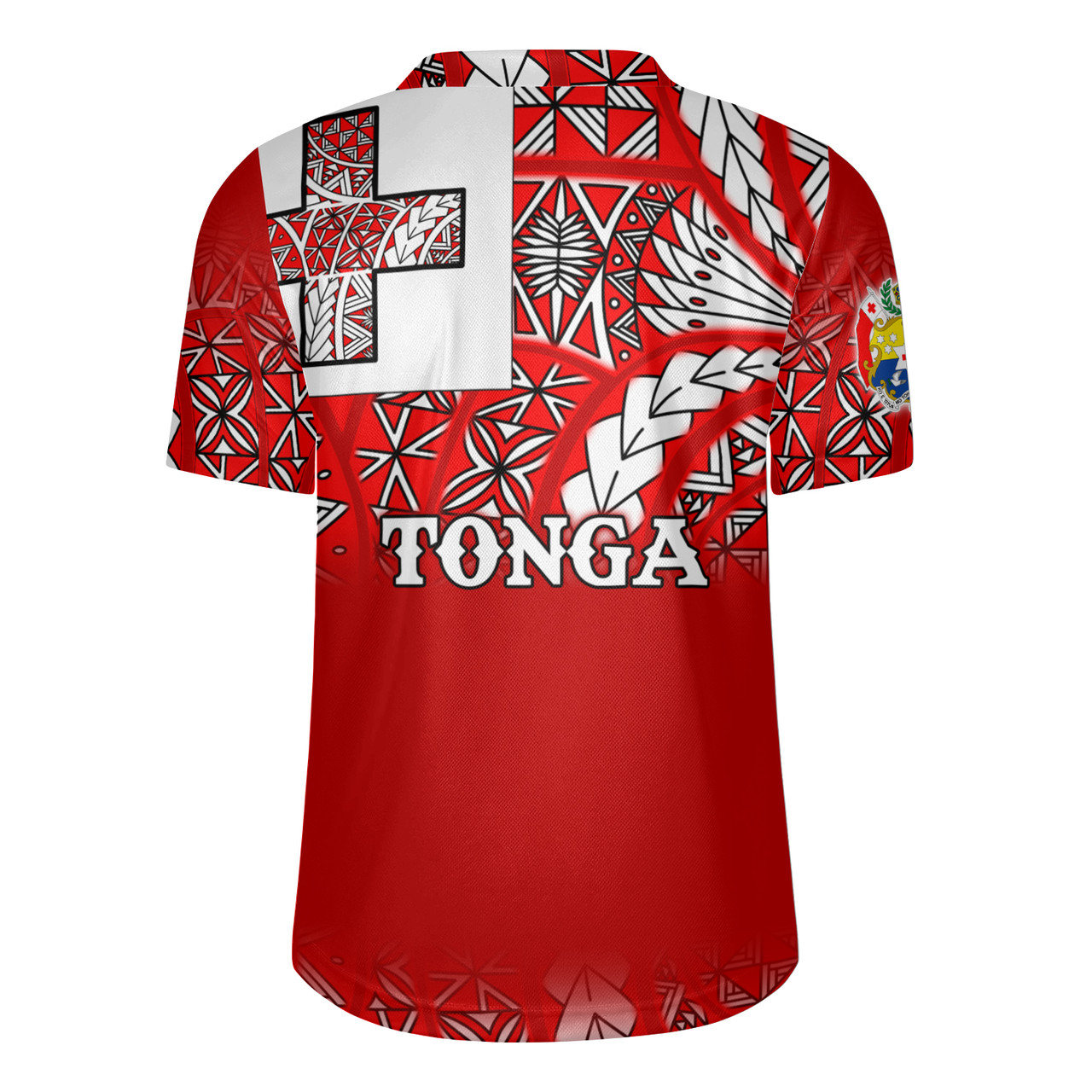 Tonga Flag Color With Traditional Patterns Men's All Over Printing Rugby Jersey